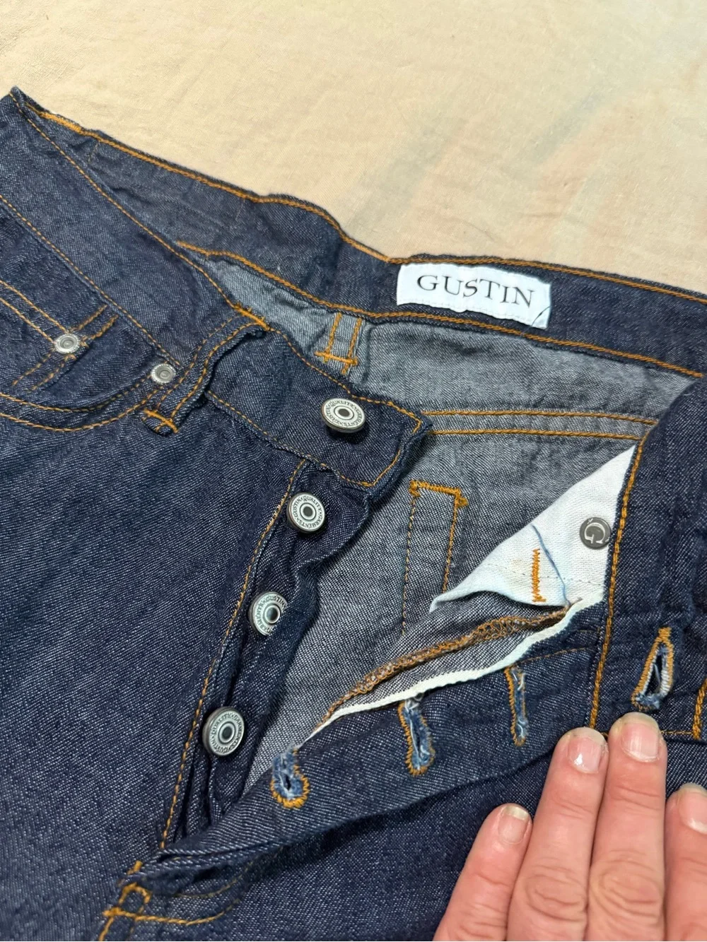GUSTIN Men's  Slim Fit Raw Selvedge Denim Jeans Super Light NWOT waist 30